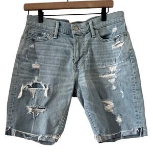 Abercrombie & Fitch Light Blue Distressed Jean Shorts